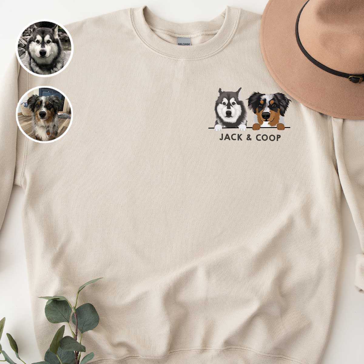 Custom Multiple Pet Sweatshirt - Hand Drawn